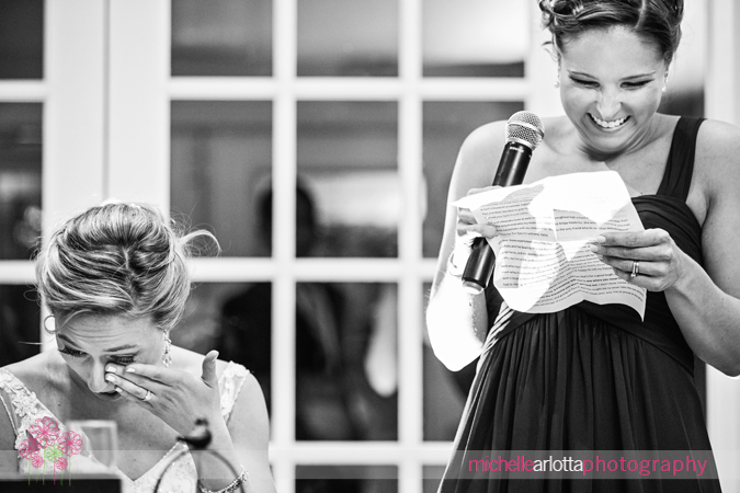 bride crying during maid of honor speech