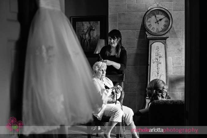 grandmother getting hair done grand cascades nj wedding