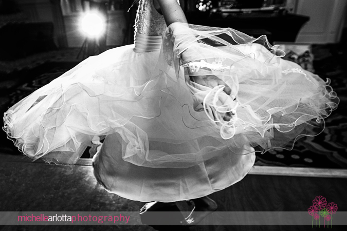 flower girl spinning dress on dance floor