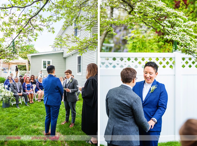 New Jersey Shore backyard gay wedding ceremony