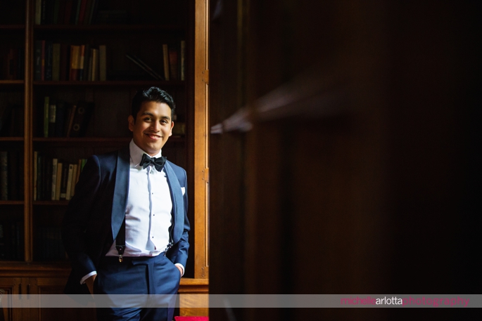 skylands manor groom in tuxedo portrait