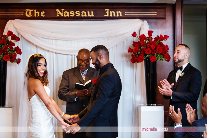 indoor wedding ceremony at Nassau Inn in Princeton, New Jersey photographed by michelle Arlotta photography