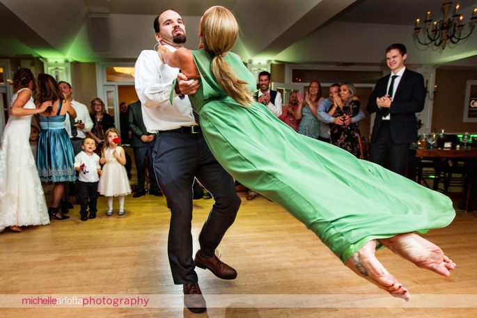 groom and his mom dance during rock island lake club wedding reception by New Jersey wedding photographer michelle Arlotta photography