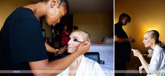 joann Solomon applies make-up for an elegant look for a Hudson valley ny bride