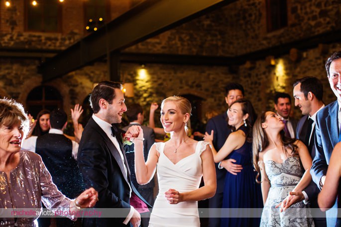 elegant brotherhood winery wedding reception guests dancing photographed by michelle Arlotta photography