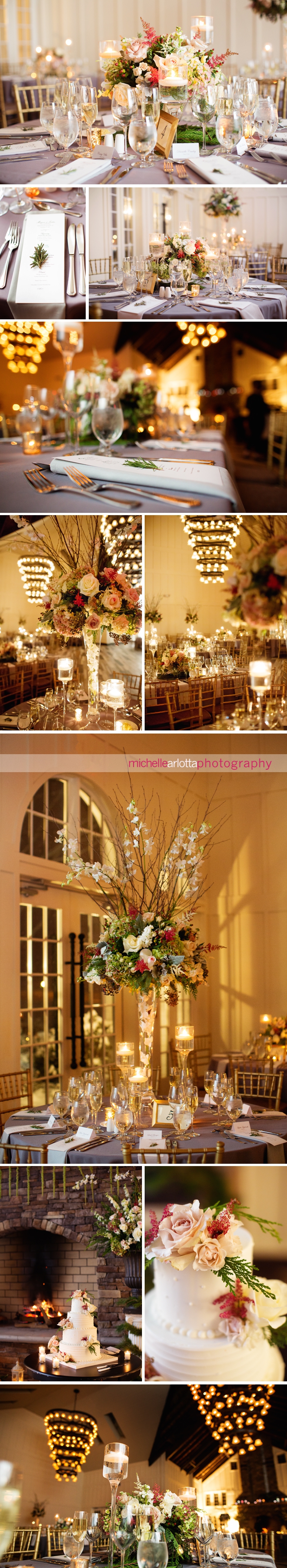 details of Ryland inn coach house ballroom winter wedding with crest florist