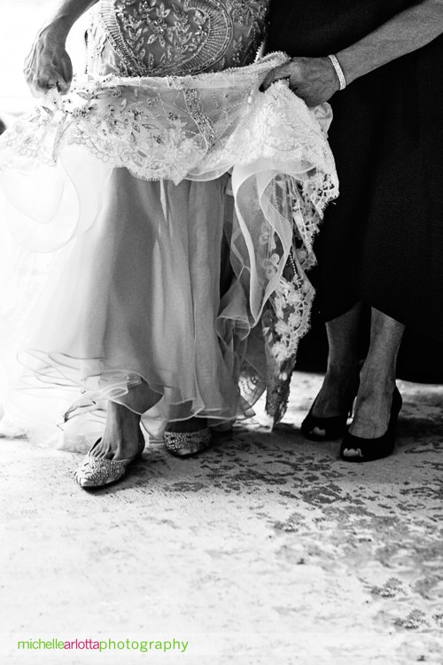 bride slips on badgley mischka flat wedding shoes
