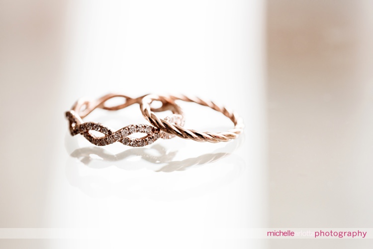 rose gold wedding bands for same sex New Jersey couple
