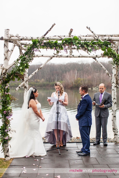 rock island lake club spring wedding outdoor ceremony by the lake