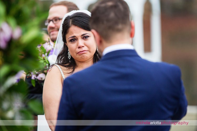 bride gets emotion during wedding vows at nj ceremony