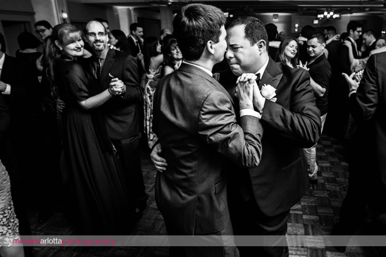 emotional first dance with two grooms at rockaway river country club wedding in New Jersey