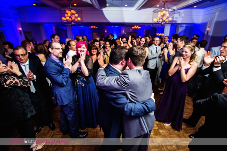 first dance with two grooms at rockaway river country club wedding in New Jersey