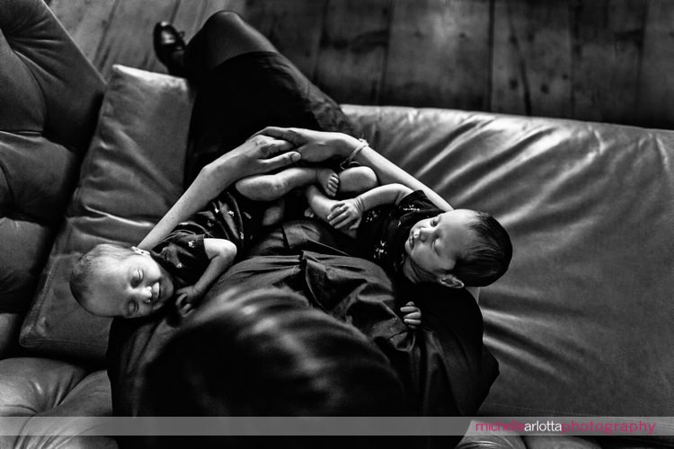 newborn premie twins in their mother's arms in new jersey