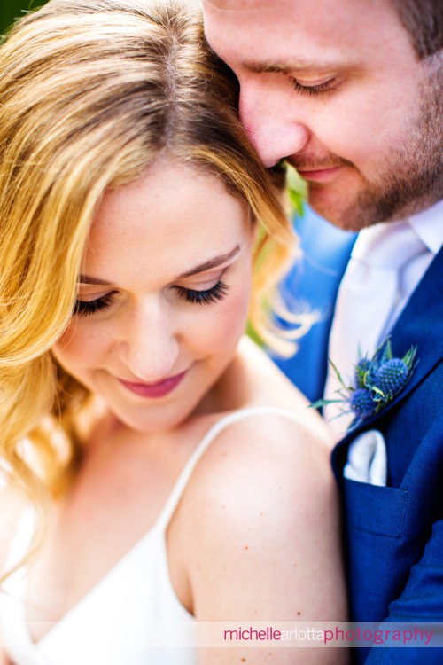 bride and groom in a quiet close up portrait moment for New Jersey wedding