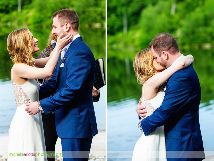 bride and groom kiss at end of nj wedding ceremony