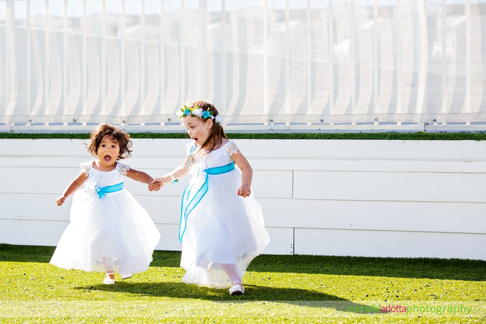 flower girls playing rooftop wedding ceremony cape may