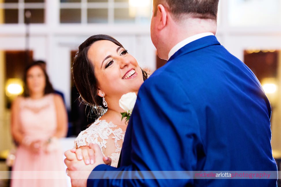 bride and groom first dance at bear brook valley new jersey wedding
