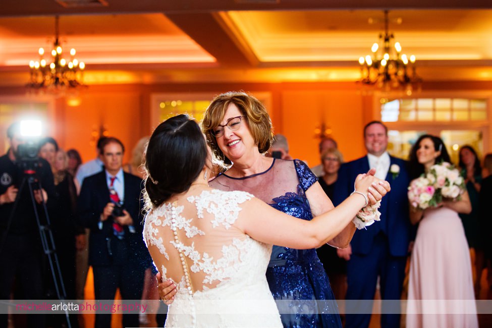 bride and mother dance at bear brook valley new jersey wedding