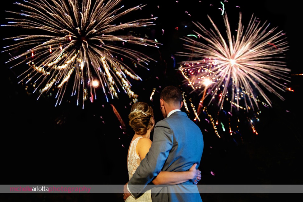 fireworks at bear brook valley wedding with nj wedding photographer Michelle arlotta