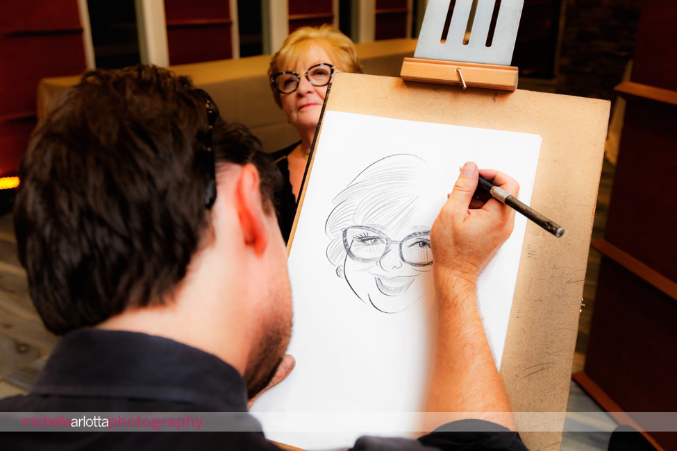 lodge at stirling ridge New Jersey wedding reception caricatures