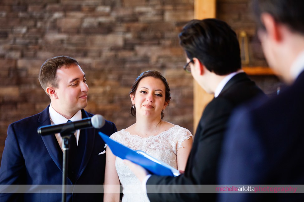 lodge at stirling ridge stone house New Jersey indoor wedding ceremony