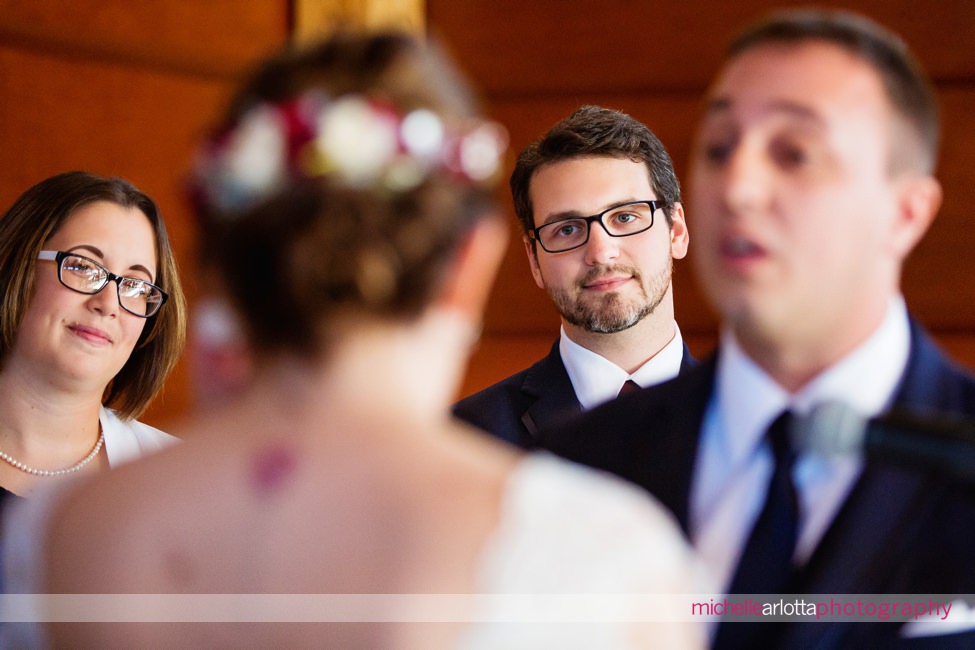 lodge at stirling ridge stone house New Jersey indoor wedding ceremony