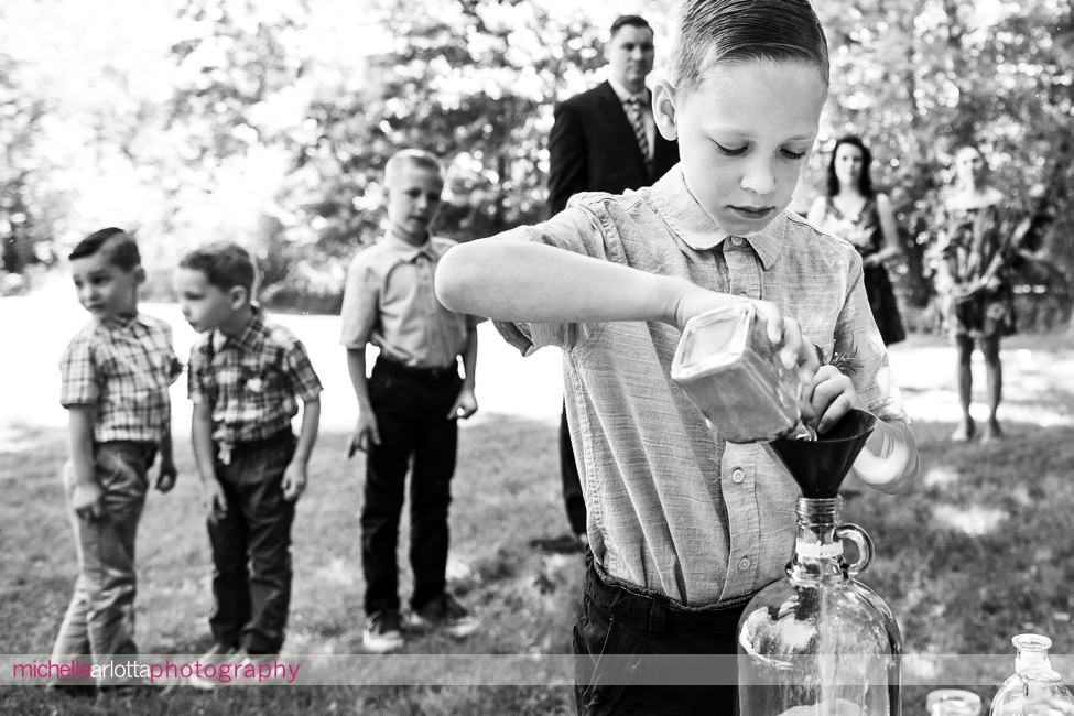 intimate summer backyard Frenchtown New Jersey wedding sand ceremony