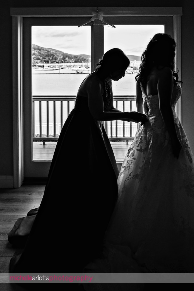 View on the Hudson New York wedding bride prep