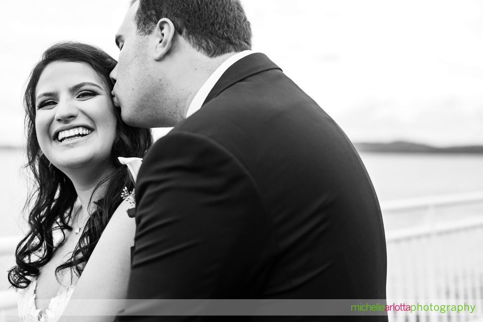 View on the Hudson NY wedding bride and groom portrait along Hudson river