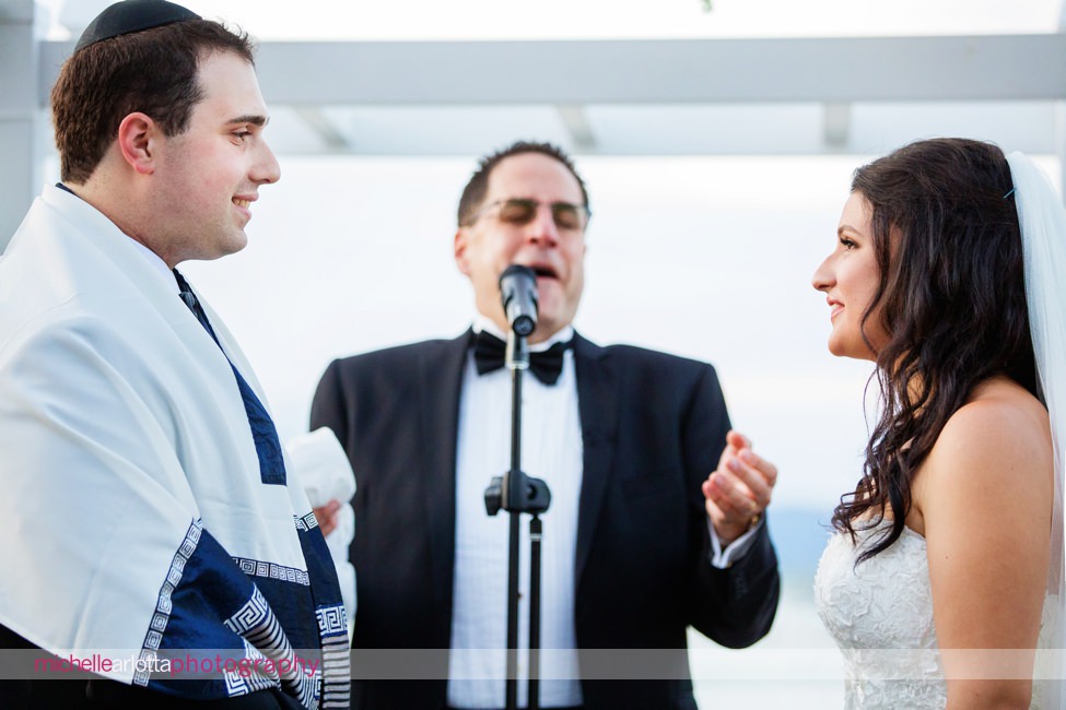 View on the Hudson NY outdoor wedding ceremony along Hudson river cantor singing