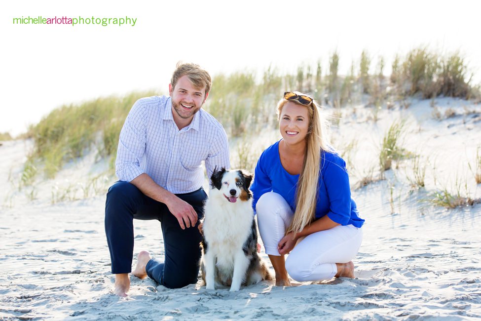 Avalon NJ Beach engagement session with dog