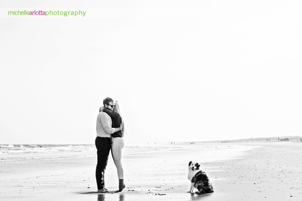 Avalon NJ Beach engagement session with dog