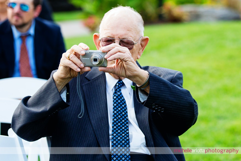 bear brook valley autumn outdoor wedding ceremony grandfather taking a picture