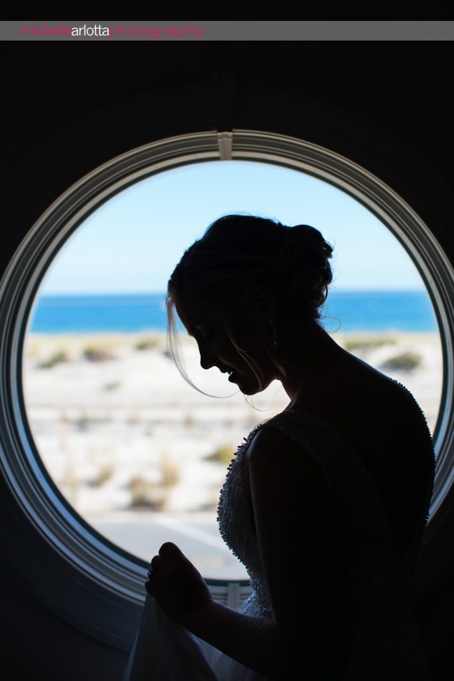 Martell's water's edge New Jersey wedding bride portrait beach silhouette