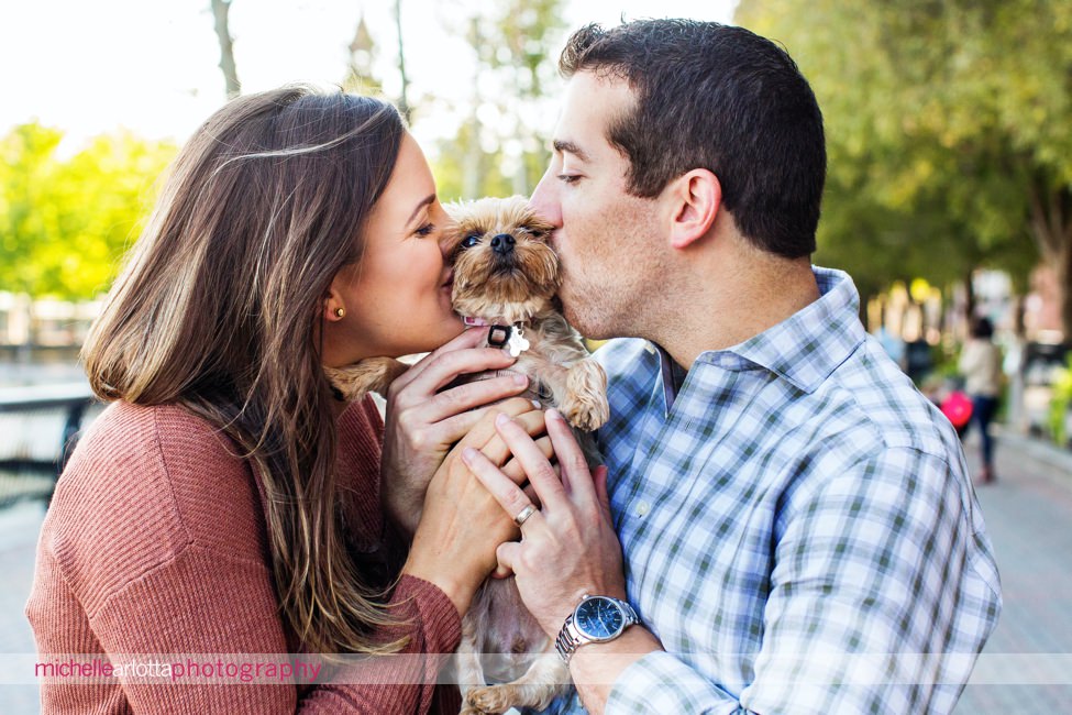 husband and wife kiss dog Hoboken nj