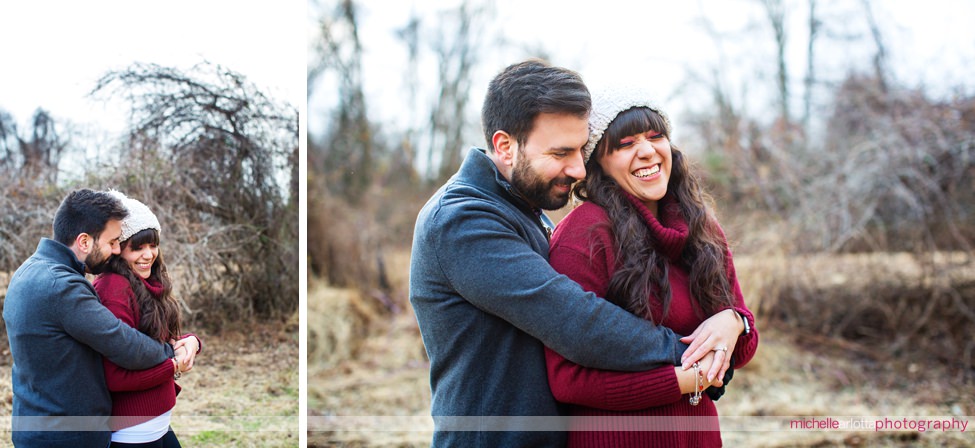 snowy Frenchtown nj mini engagement session