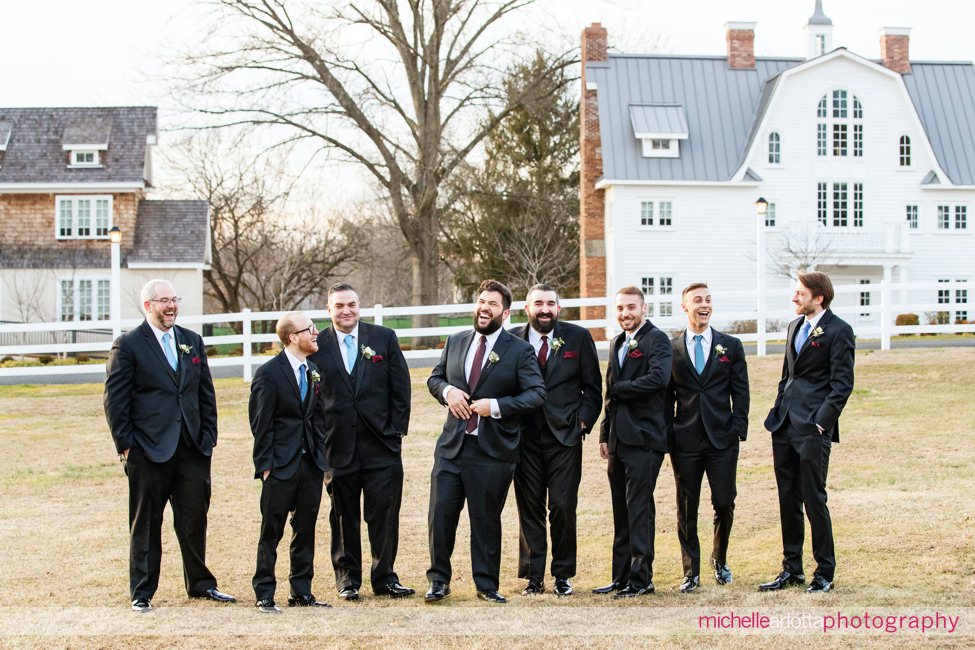 mid winter Ryland Inn coach house wedding nj groomsmen