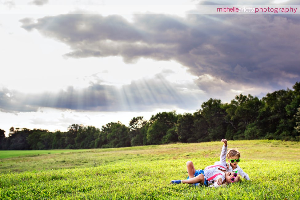 Nj Summer family session brothers sunglasses crepuscular rays