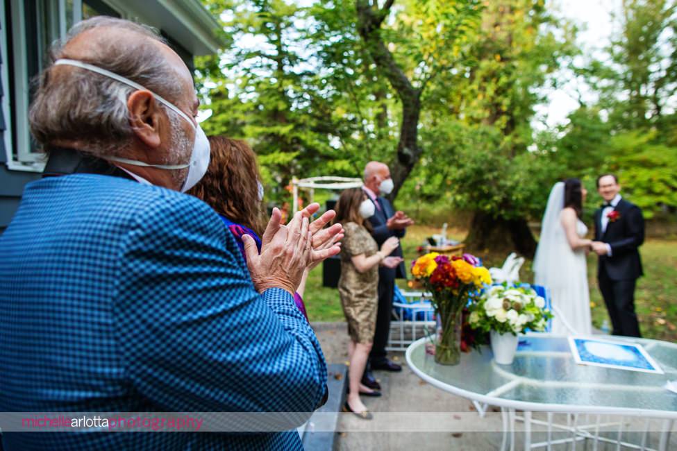 Montclair New Jersey Backyard elopement wedding ketubah signing