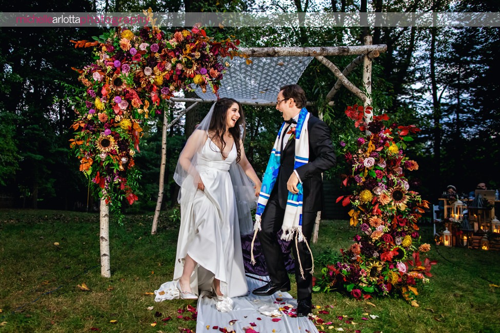 Montclair New Jersey Backyard elopement jewish wedding smashing the glass