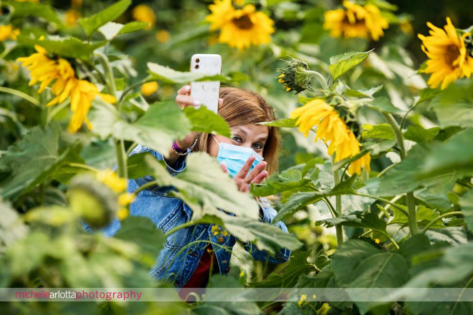 New Jersey wedding proposal alstede farms family hiding in sunflowers