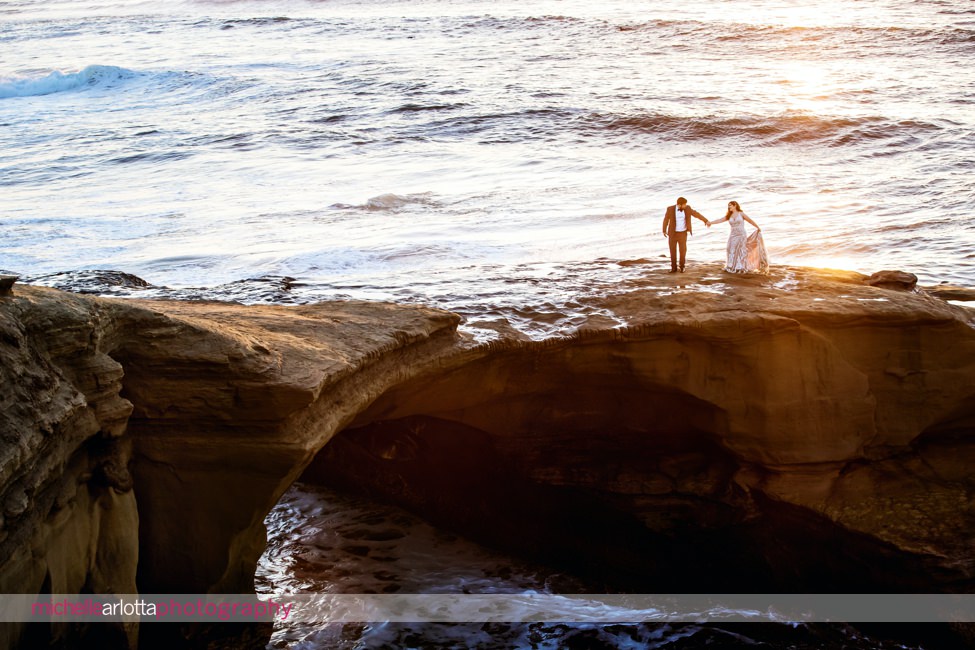 sunset cliffs San Diego intimate wedding bride and groom portrait