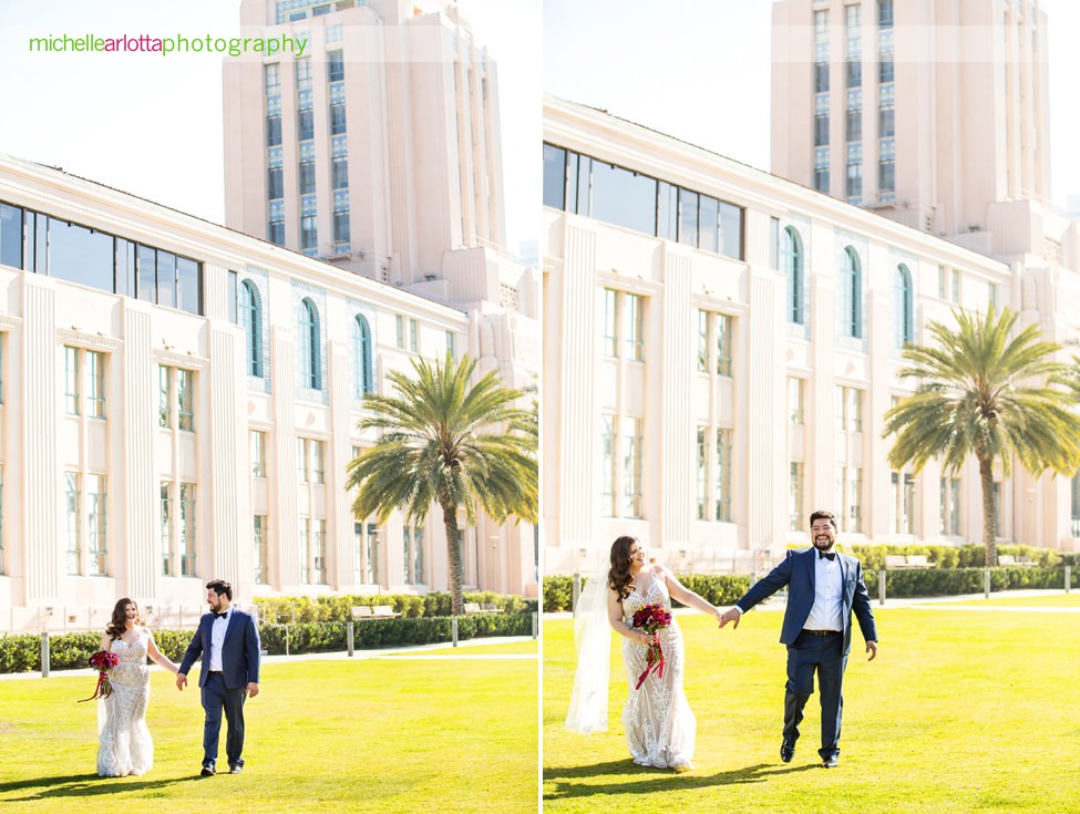 San Diego intimate wedding bride and groom at San Diego county administration building