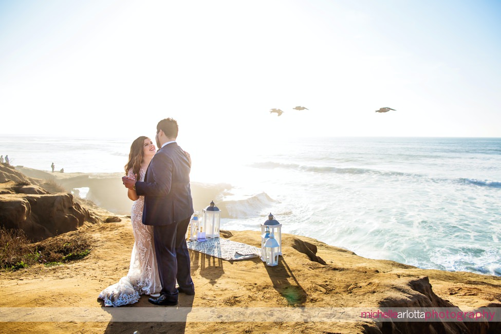sunset cliffs San Diego intimate wedding ceremony first dance on edge of cliffs
