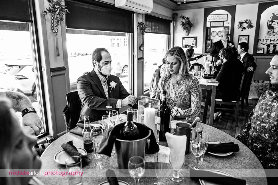 pithari taverna New Jersey intimate wedding reception signing the marriage license
