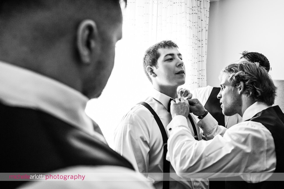 Waterloo village wedding groom prep