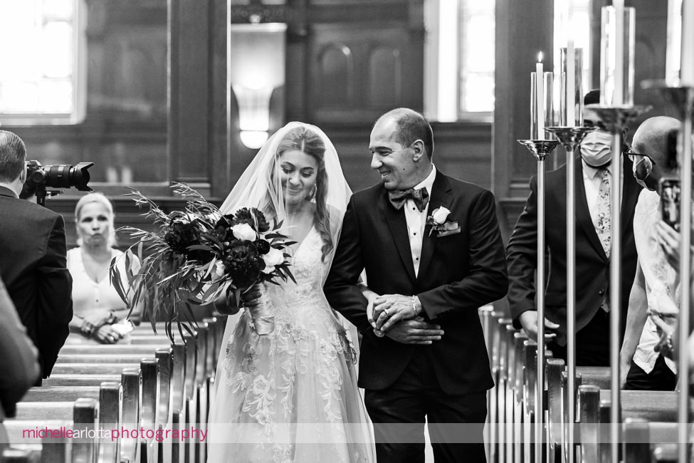 The Farmhouse wedding new jersey church ceremony bride walks down aisle