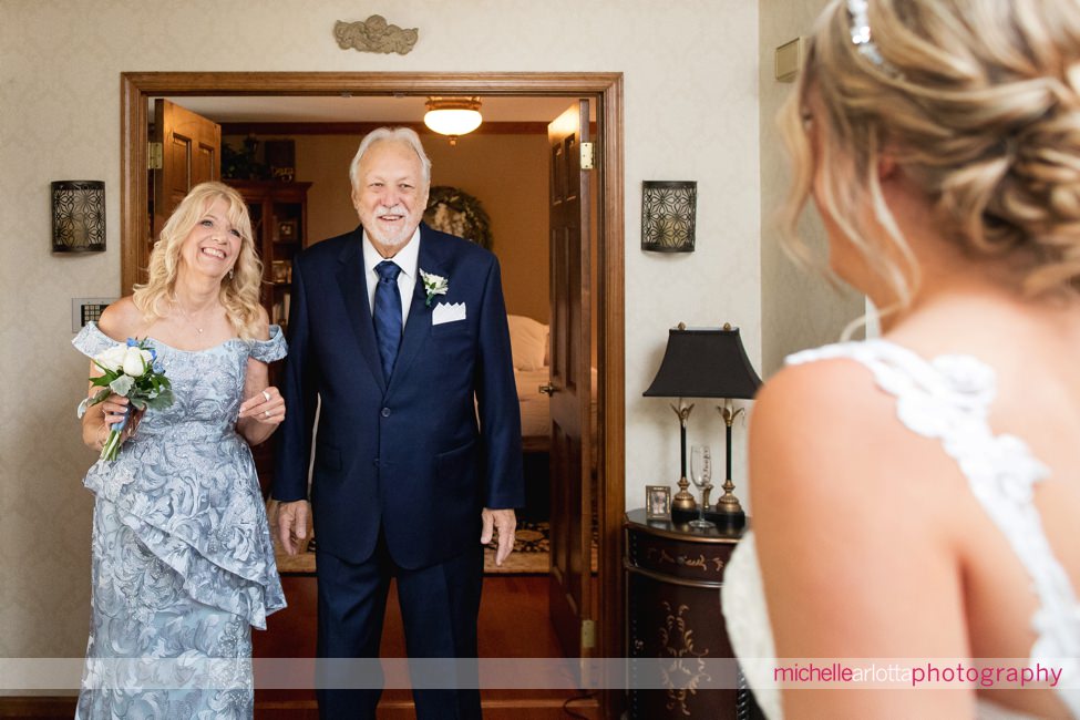 Crystal Point Yacht Club bride prep first look with father