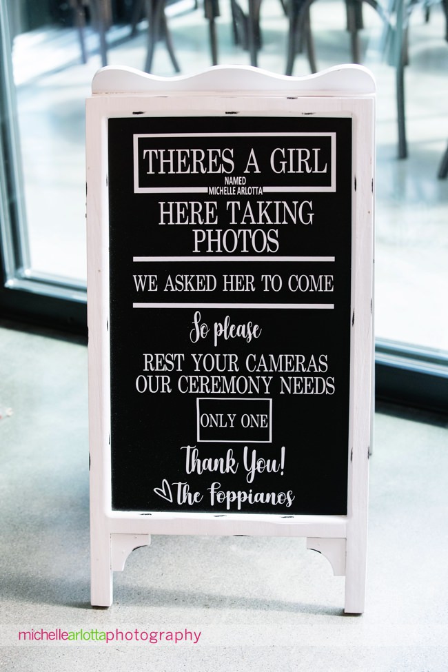 unplugged ceremony sign for New Jersey wedding