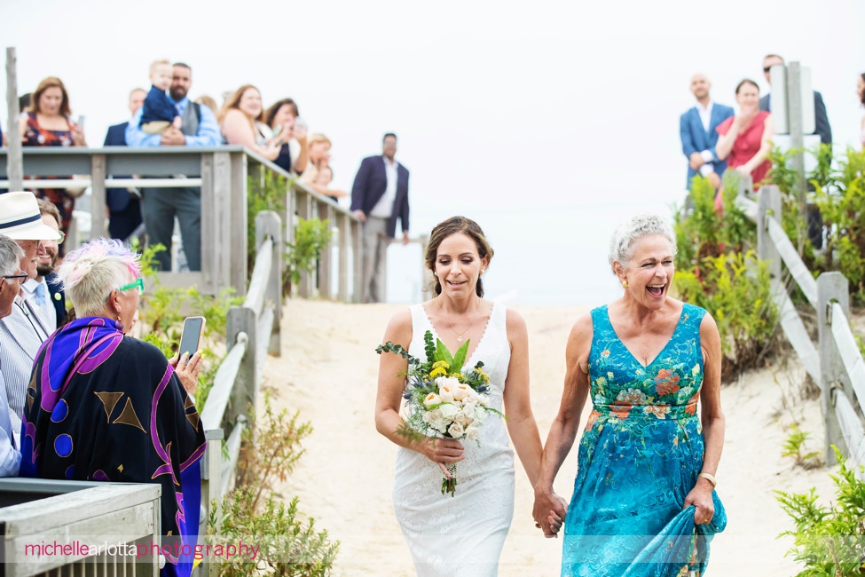LBI Pearl Street Pavilion NJ wedding ceremony bride and mother walking down the aisle